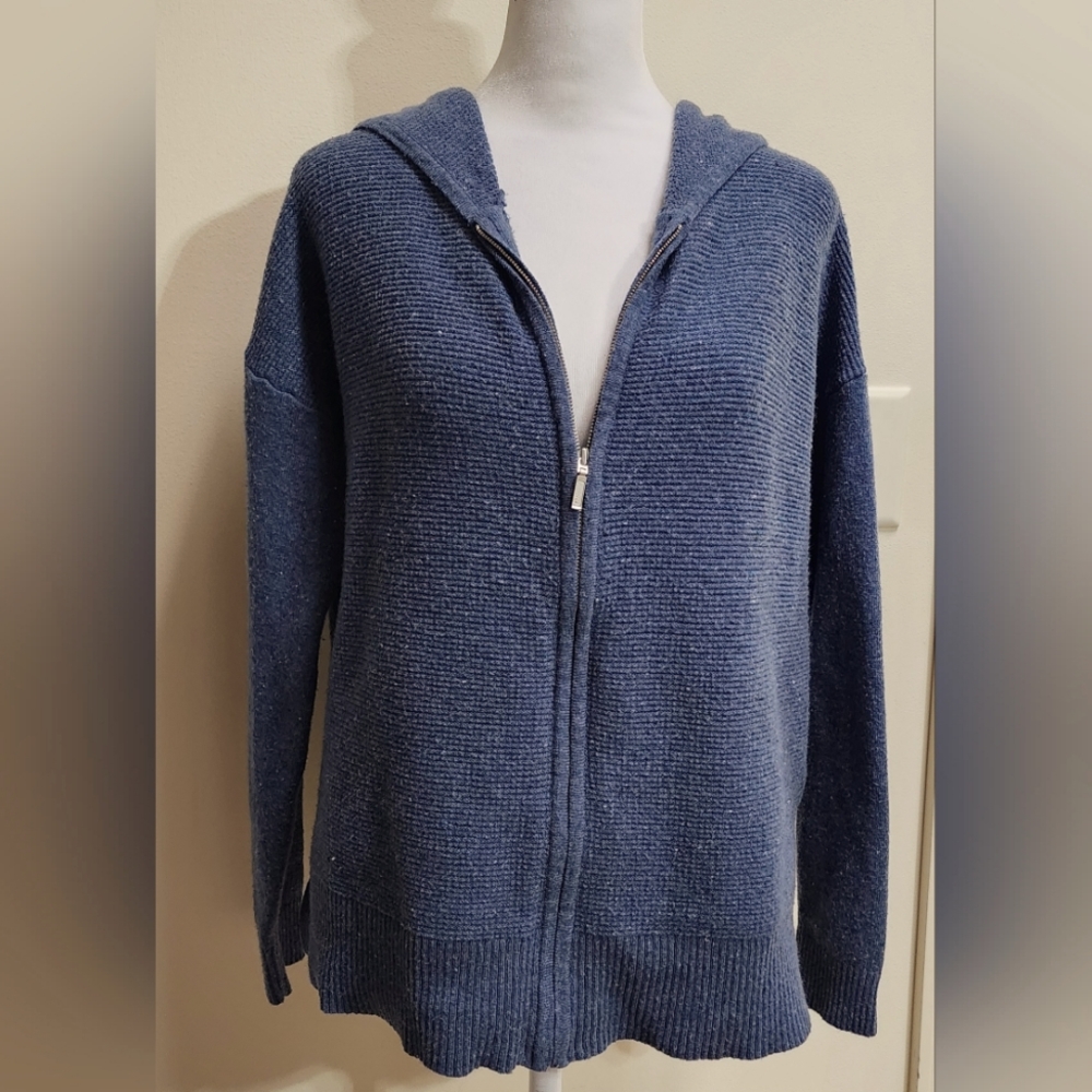 Vintage C&C Blue Zip-up Textured Knit Sweater Cardigan Hoodie Size M